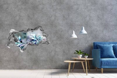 Wandsticker 3D doorkijk Bloemenillusie in beton