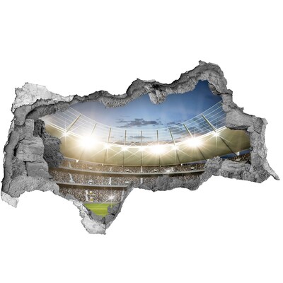 3D sticker gat in stenen muur Het stadion in actie.