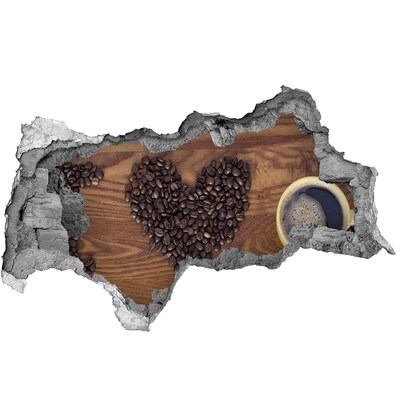 Wandsticker 3D doorkijk Koffie en een hart vol bonen