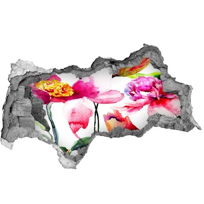 Zelfklevende 3D wandsticker illusie Bloementuin achter de muur