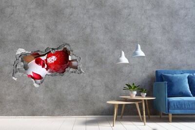 Zelfklevende 3D wandsticker illusie Sappige aardbei in de ruïnes