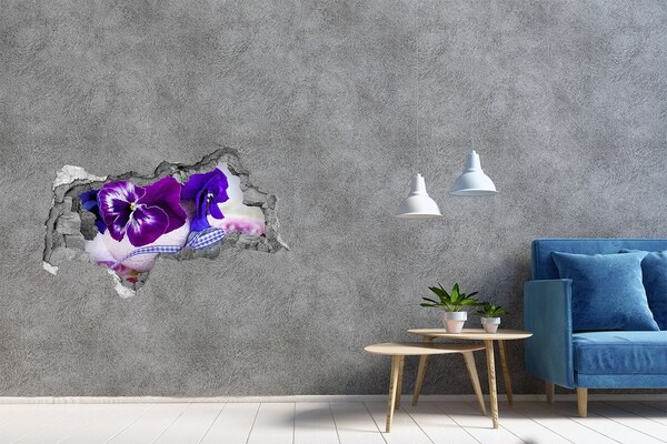 Wandsticker 3D doorkijk Bloemenversiering met een hart