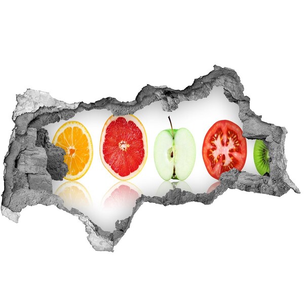 3D muursticker gescheurde muur Fruitillusie in beton
