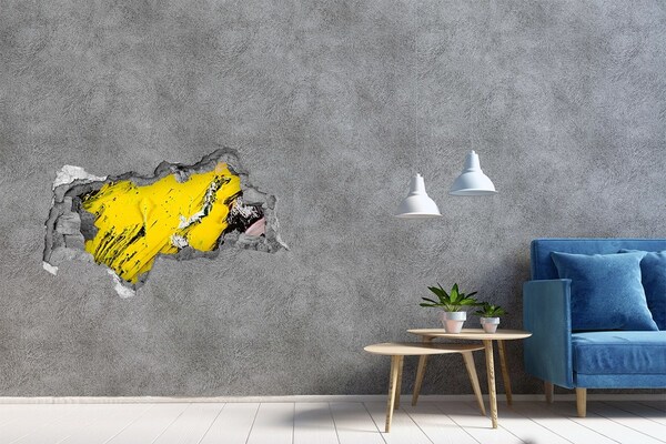 3D sticker gat in stenen muur Gouden gat in het beton