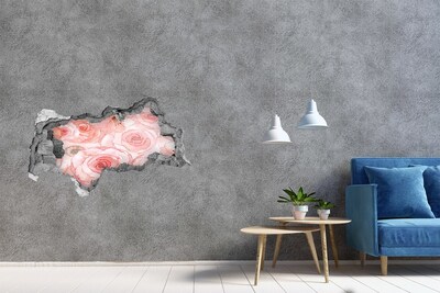 Zelfklevende 3D wandsticker illusie Een bloemenmuurschildering in een gat in de muur.