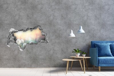 3D muursticker gescheurde muur De bloemenwereld achter het gat