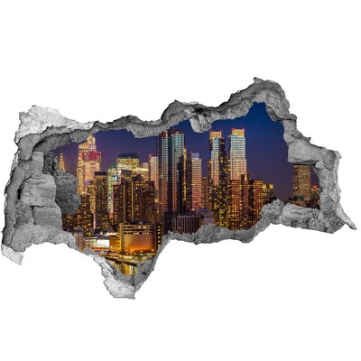 Fototapeta dziura na ścianę 3d Nocna panorama miasta