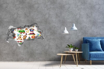 3D muursticker gescheurde muur Speelgoed in een kleurrijke wereld