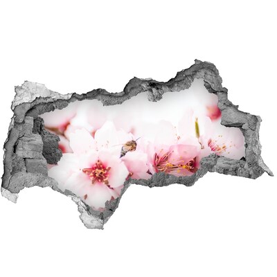 Zelfklevende 3D wandsticker illusie Kersenbloesems met een bij