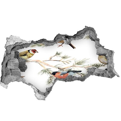 Zelfklevende 3D wandsticker illusie Vogels in hun natuurlijke leefomgeving