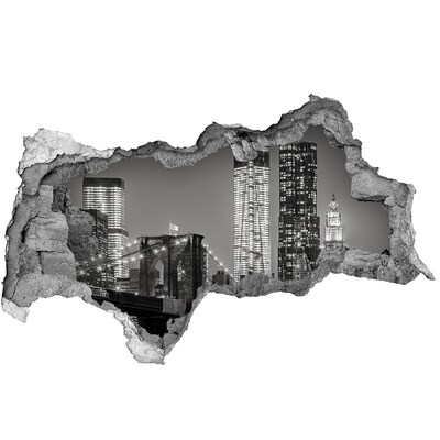 3D muursticker gescheurde muur Brooklyn Bridge 's nachts