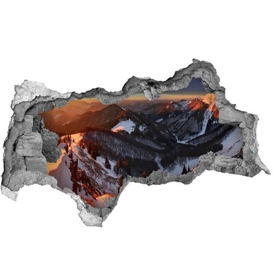 Zelfklevende 3D wandsticker illusie Winters berglandschap