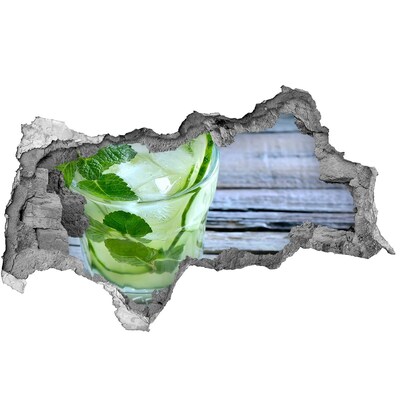 Samoprzylepna naklejka beton Orzeźwiający koktajl na tle drewnianego tarasu