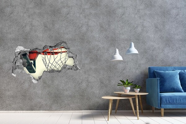 Zelfklevende 3D wandsticker illusie Basketbal over de muur gooien