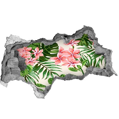 3D muursticker gescheurde muur Tropische bloementuin