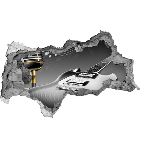 3D sticker gat in stenen muur Muzikaal gat in de muur