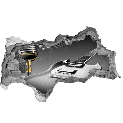 3D sticker gat in stenen muur Muzikaal gat in de muur