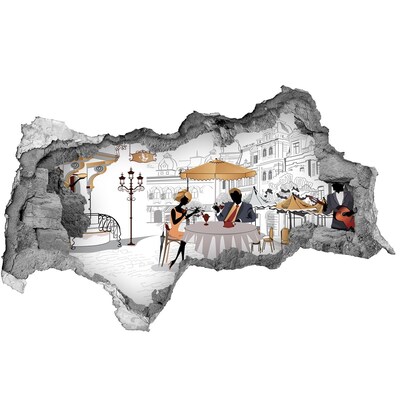 Zelfklevende 3D wandsticker illusie café in Europese stijl