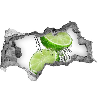 Wandsticker 3D doorkijk Verfrissende limoen in water