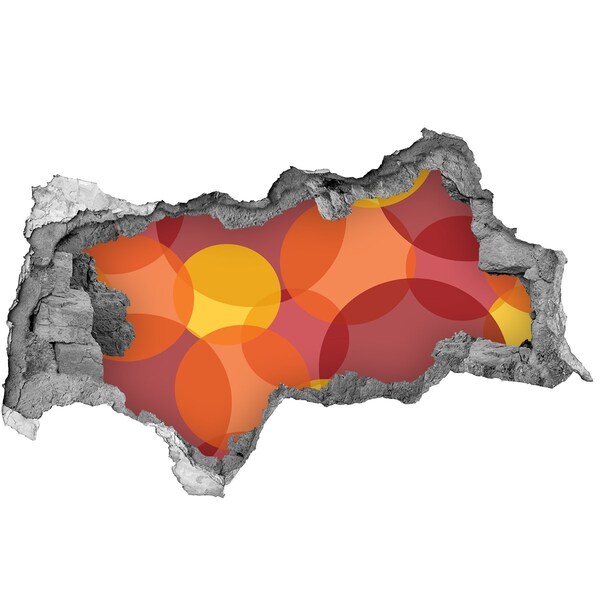 3D muursticker gescheurde muur Kleurrijke cirkels op een betonnen achtergrond