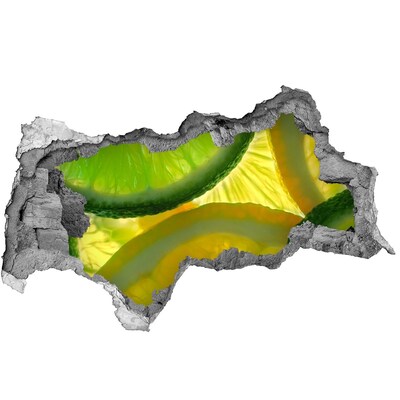 3D muursticker gescheurde muur Groene limoen in een gat in de muur
