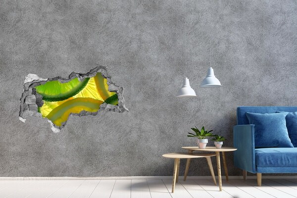 3D muursticker gescheurde muur Groene limoen in een gat in de muur