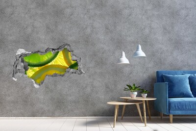 3D muursticker gescheurde muur Groene limoen in een gat in de muur