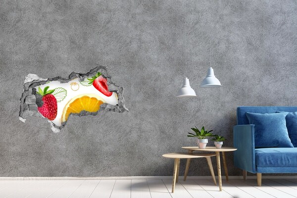 Zelfklevende 3D wandsticker illusie Fruitig paradijsje in een verborgen pareltje