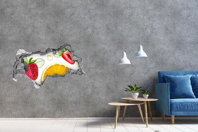 Zelfklevende 3D wandsticker illusie Fruitig paradijsje in een verborgen pareltje