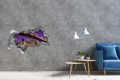 Fototapeta dziura na ścianę 3d Most Brooklyński nocą