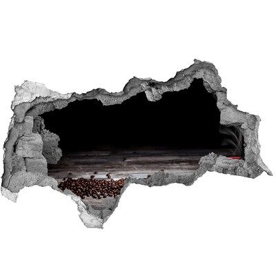 3D sticker gat in stenen muur Koffie in het hart van beton