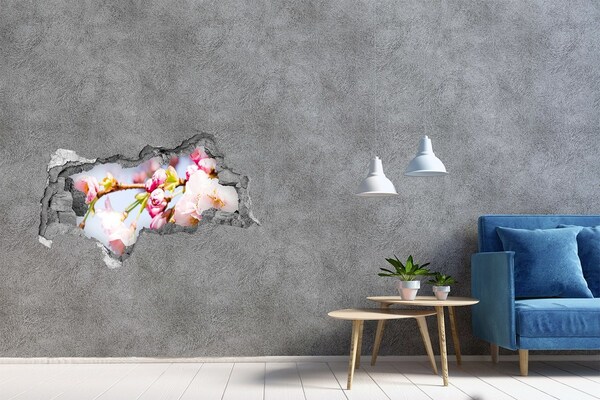 Wandsticker 3D doorkijk Kersenbloesems in de lente