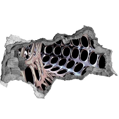 3D sticker gat in stenen muur Metalen gaas door een gat in de muur