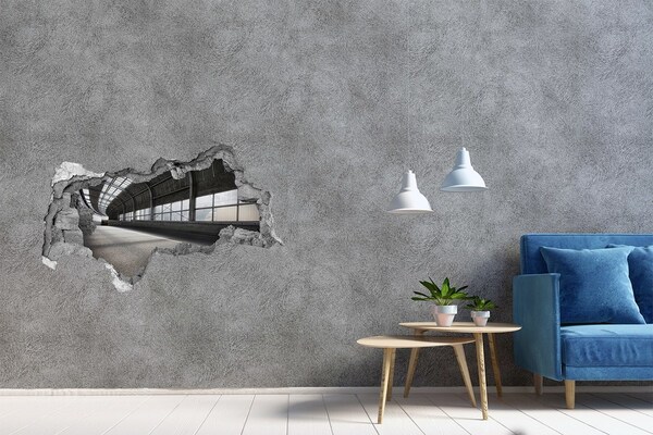 Wandsticker 3D doorkijk Stedelijke charme achter het gat