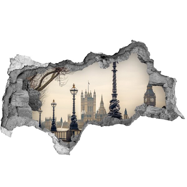 3D muursticker gescheurde muur Uitzicht op Londen