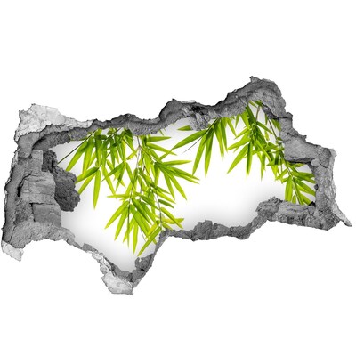 Samoprzylepna dziura naklejka Zielone bambusy przez dziurę w ścianie