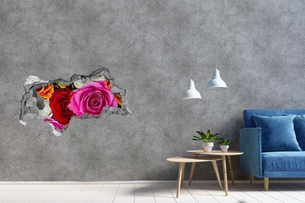 Zelfklevende 3D wandsticker illusie Een explosie van kleuren in de bloemenpracht