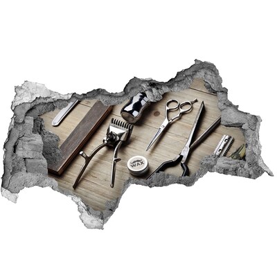 3D muursticker gescheurde muur Kappersworkshop