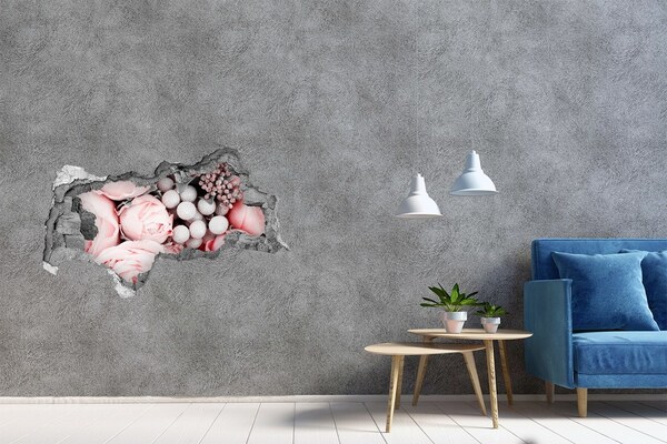 Wandsticker 3D doorkijk Een bloemenparadijs achter de muur.