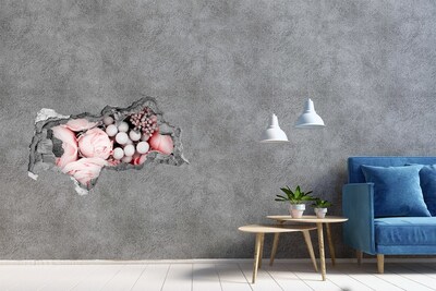 Wandsticker 3D doorkijk Een bloemenparadijs achter de muur.