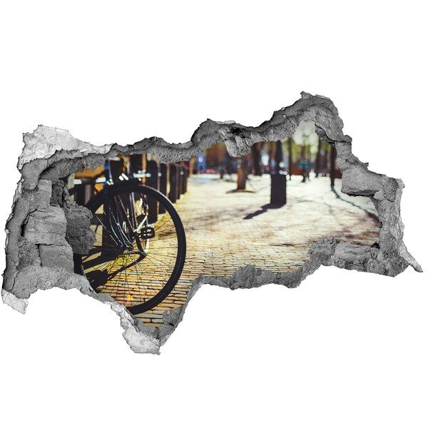 Zelfklevende 3D wandsticker illusie De charme van de straat met een fiets