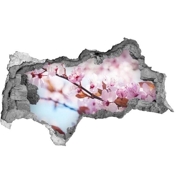 3D muursticker gescheurde muur Een bloemenparadijs achter de muur