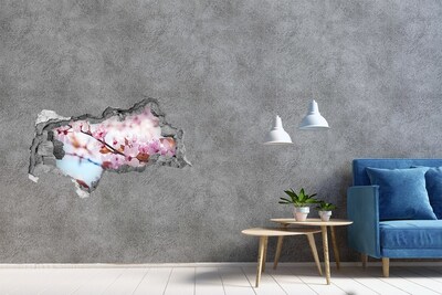 3D muursticker gescheurde muur Een bloemenparadijs achter de muur