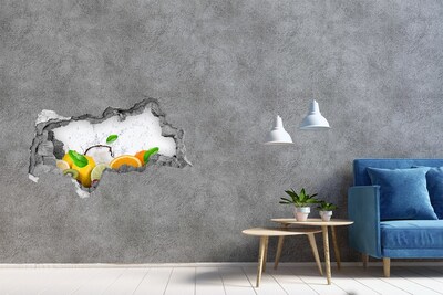 Zelfklevende 3D wandsticker illusie Fruitparadijs achter de muur