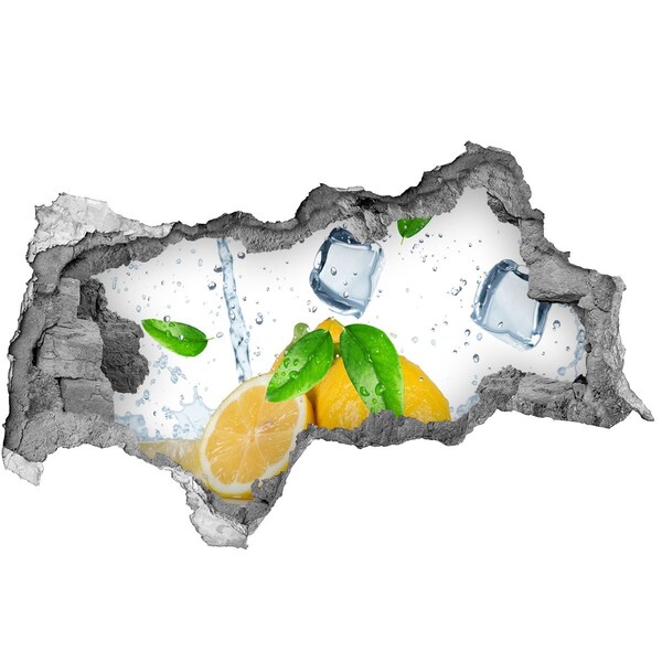 3D muursticker gescheurde muur Citroenfrisdrank