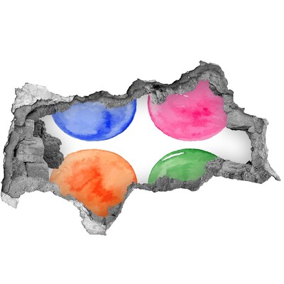 Wandsticker 3D doorkijk Kleurrijke ballen in een gat in de muur