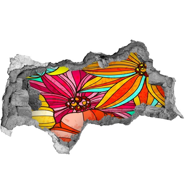 Okleina 3D dziura na ścianę Kwiatowy wybuch kolorów
