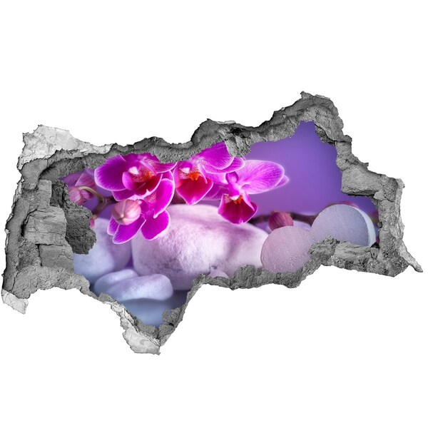 Zelfklevende 3D wandsticker illusie Bloemenparadijs met stenen