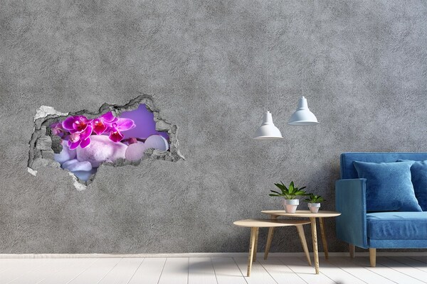 Zelfklevende 3D wandsticker illusie Bloemenparadijs met stenen