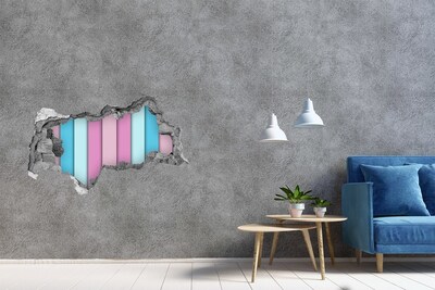 3D sticker gat in stenen muur Een kleurrijke muur in ruïne